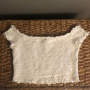 Off the shoulder cropped shirt!